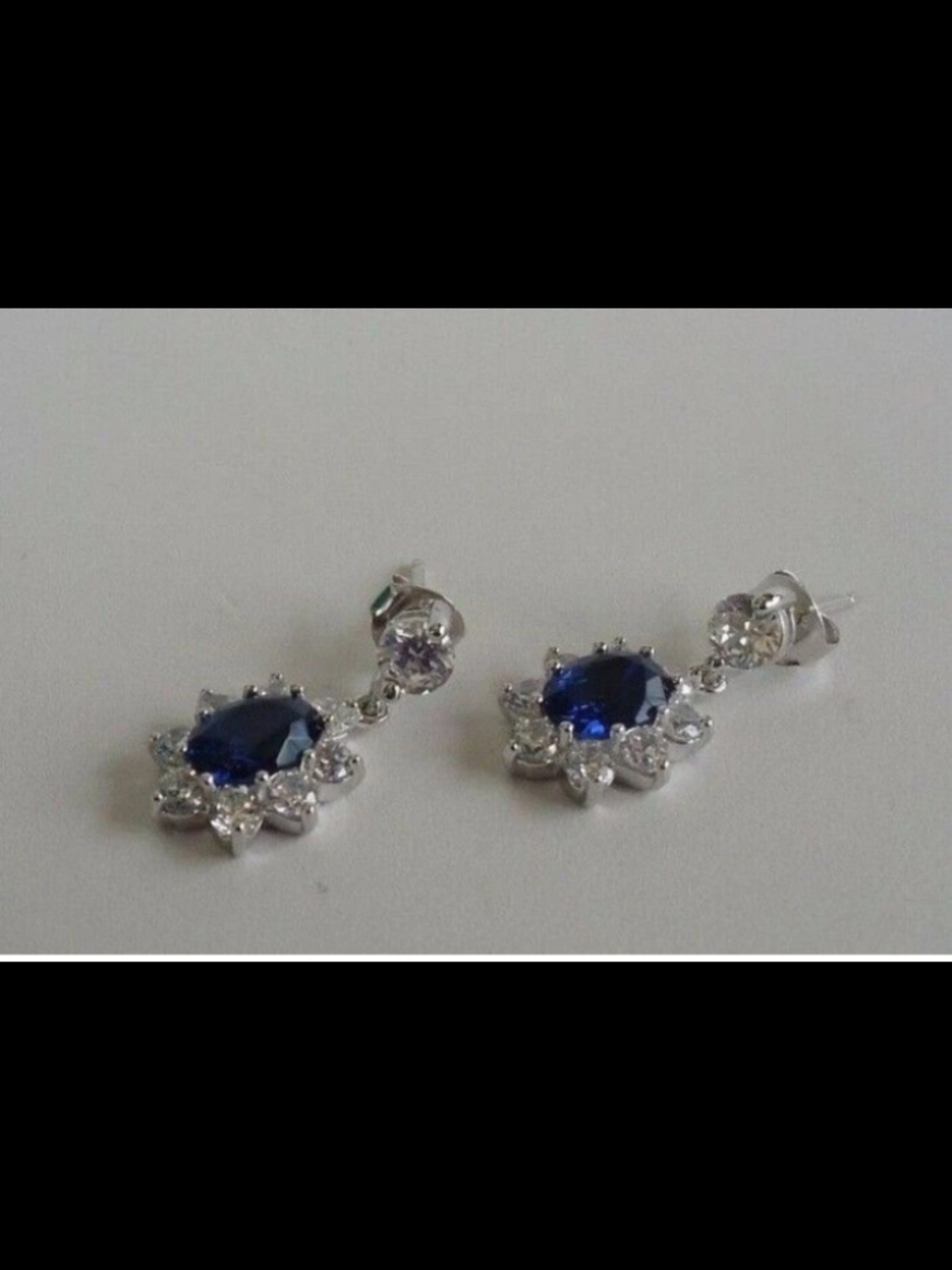 Elegant Blue  Drop Earrings - Silver